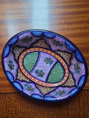 Hand-Painted Mexican Talavera Style Decorative Ceramic Bowl